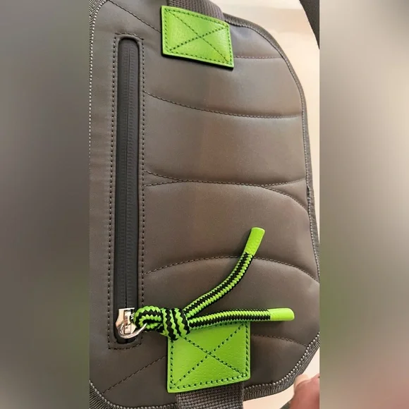 Gucci Red and Gray Crossbody Bag with Neon Green Accents - Picture 4 of 15